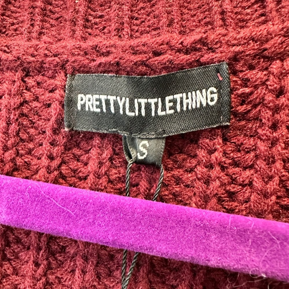 NWT PrettyLittleThing Fringe Sweater Jumper Distressed Rust Size S Small - Picture 4 of 12